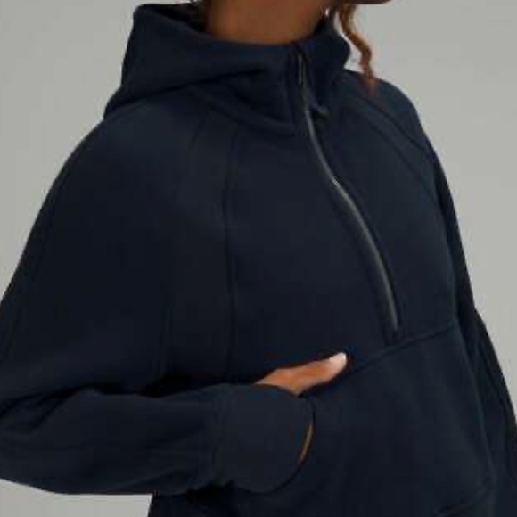 lululemon athletica Tops - LULULEMON SCUBA OVERSIZED HALF ZIP HOODIE SZ XS/S NAVY BLUE